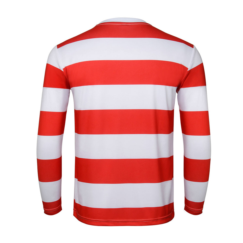 Wheres Wally Costume Red Stripe Shirt Hat Glasses Full Sets