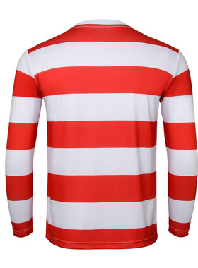 Wheres Wally Costume Red Stripe Shirt Hat Glasses Full Sets