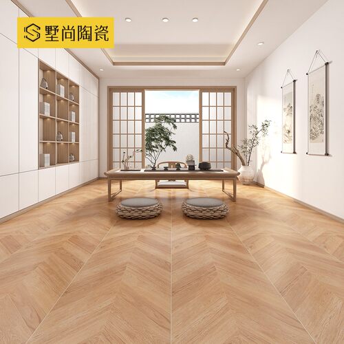 广东鱼骨木纹砖600x1200仿实木原木风瓷砖卧室客厅餐厅奶油风地砖 - 图1