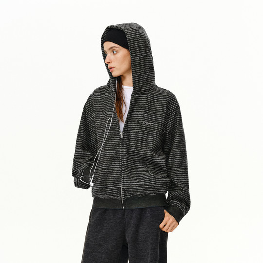 ATRY gestreifte Kapuzen-Cardigan-Sweatjacke für Männer und Frauen