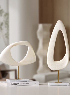 简约抽象石英彩带客厅样板房摆件