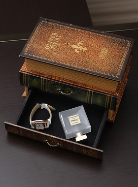 复古仿真皮质玄关钥匙收纳盒摆件