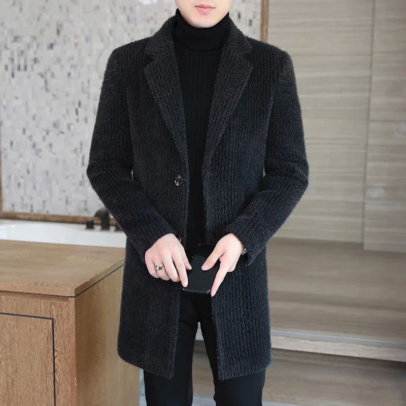 High-end Feel Men Fashion Handsome All Woolen Coat Suit Coll - 图3