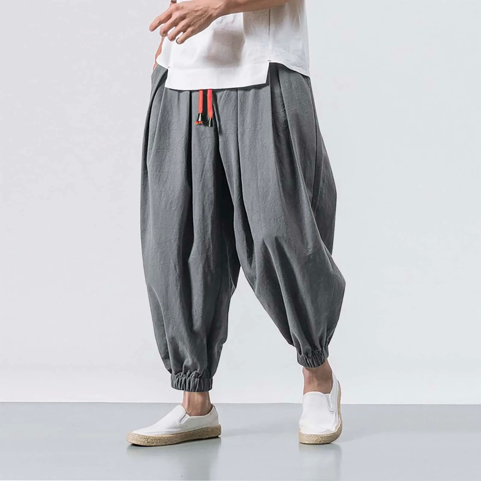 Fashion Loose Casual Wide Pants Men's Elasticated Pants Leg - 图1