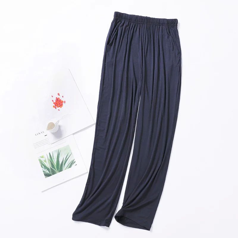 Summer Male Modal Sleeping Pants Solid Sleep Trousers Mens P - 图0