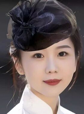 香云纱女士半帽遮白发真丝桑蚕丝洋气简约气质宽边百搭发箍礼帽