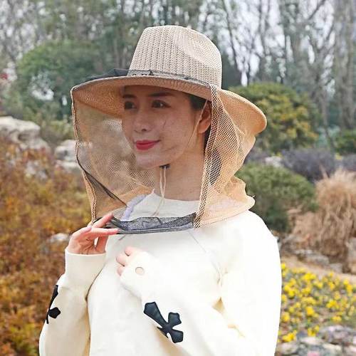 养蜂防蜂帽面纱遮脸防蜂帽半身专用户外夏季收蜂帽全套蜜蜂工具-图2