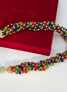 中古vintage穆拉诺紫色花朵琉璃古董西洋耳夹手链项链套装