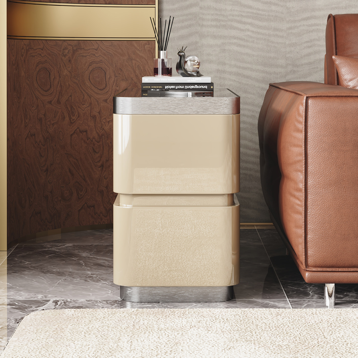 意式轻奢沙发侧边柜客厅实木烤漆高级感可移动岩板充电边几小桌子,淘宝优惠券,粉丝福利购,淘宝优惠卷