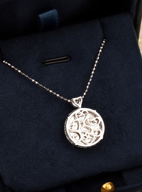 高定绿玉髓平安扣新中式项链】通体925纯银镀K金网红千金富贵颈链