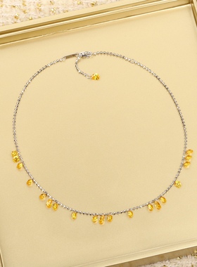 高定镶钻泪碎星河项链】通体925纯银镀K金网红千金名媛轻奢颈链女