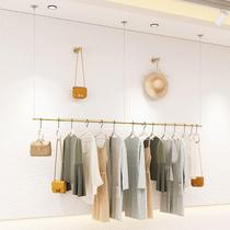 Clothing Store Steel Wire Suspended Ceiling Suspended Ceiling Suspended Hanger Womens Clothing Store Shelves Upper Wall Hanging Clothes Pole Hanging Clothes Rack