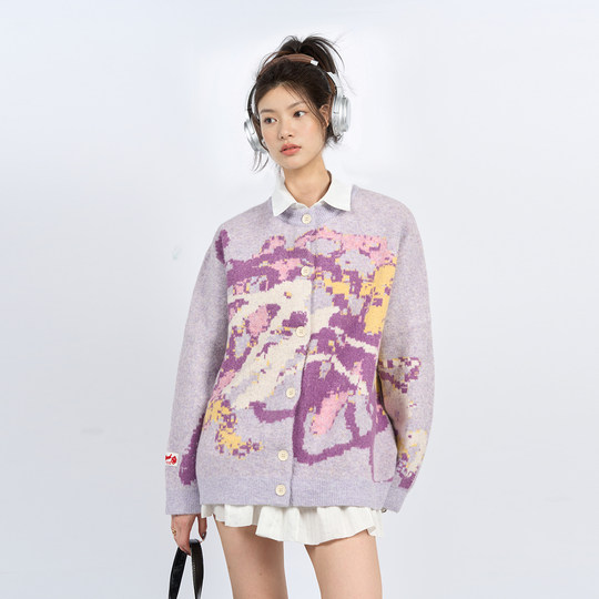 【所有姐姐的衣橱直播间】CANOTWAIT蜡笔风提花毛衣开衫男女秋冬