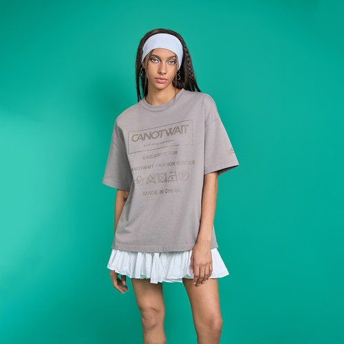 【陈伟霆同款】CANOTWAIT洗标图案印花重磅短袖T恤夏季男女宽松潮 - 图2