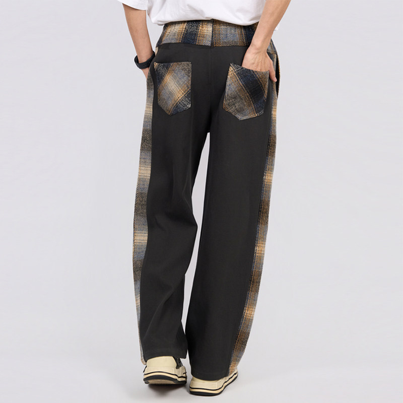 CANOTWAIT 渐变格纹拼接休闲长裤男女款直筒宽松通勤百搭下装秋冬,淘宝优惠券,粉丝福利购,淘宝优惠卷