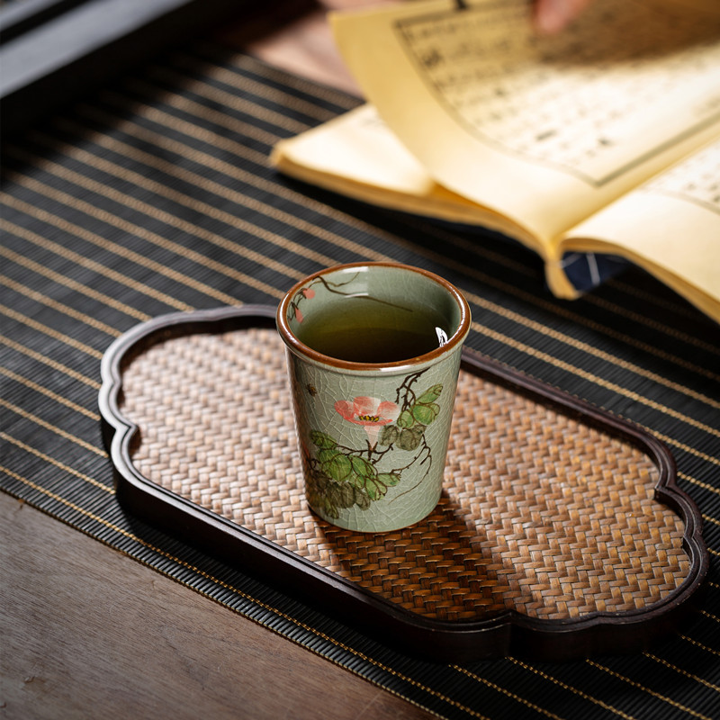 景德镇手绘牵牛花小可乐杯主人杯全手工茶杯个人单杯喝茶杯陶瓷杯 - 图0