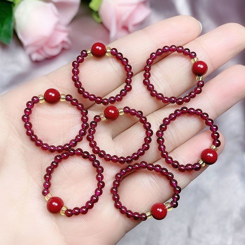 Cinnabar Purple Gold Sand Transfer Bead Ring