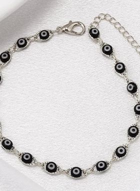 Bohemian Oval Evil Blue Eye Charm Bracelet Gold Silver