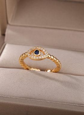 2023 Zircon Evil Eye Rings For Women Stainless Steel Plated
