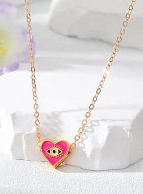 5PCS Boho Heart Evil Eye Bead Necklaces Women Simple Retro