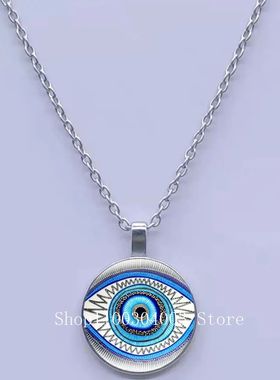 Evil Eye Pattern Religious Blue Eye Round Glass Cabochon