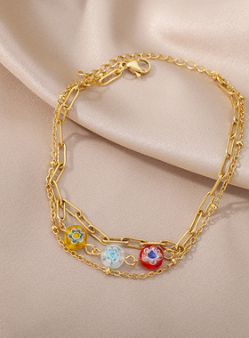 Turkey Evil Eye Bead Crystal Palm Anklet For Women Boho