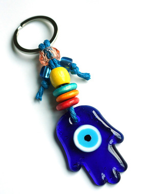Unique Lucky Sea Blue Evil Eyes Keychain Creative Heart and