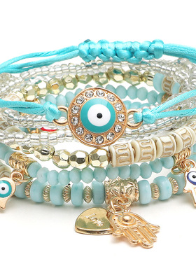 Turkish Evil Eye Hamsa Hand Bead Bracelet For Women Men New