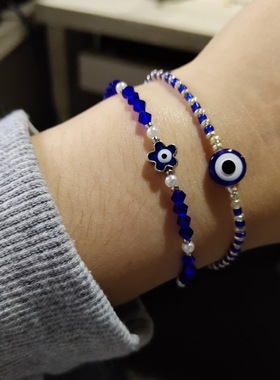 Couple Lovers Lucky Evil Blue Eye Charm Bracelet Handmade