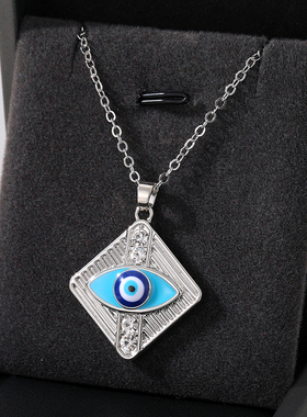 Hollow Square Flower Turkey Evil Eye Necklaces For Women
