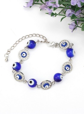 New Fashion Blue Evil Eye Bracelet Eye Beads Turkish Silver