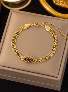 New Design Stainless Steel Dark Blue Devil’s Eye Necklace