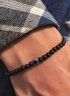 6mm Natural Tiger Eye Beaded Bracelet For Men Women Turkish