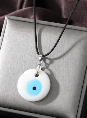 1pc Color Glass Blue Evil Eyes Pendant Necklace For Women