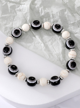 Blue Evil Eye Imitation Pearl Beaded Bracelets Women Girls
