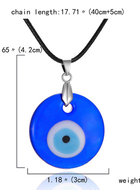 Classic Evil Eye Charms Necklace for Woman Blue Resin Round