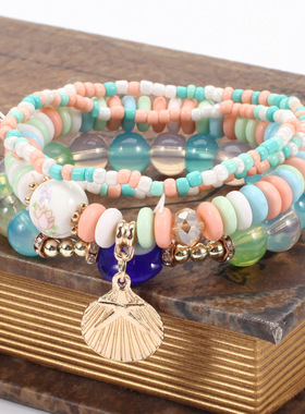 4Pcs/Sets Blue Evil Eye Bracelet Set For Women Bohemia