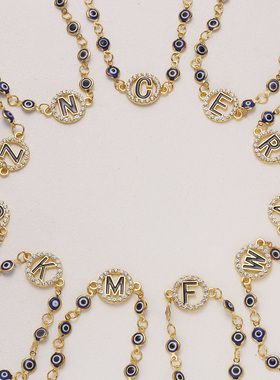26 Alphabet Pendant Blue Evil Eye Bracelet For Women Girls