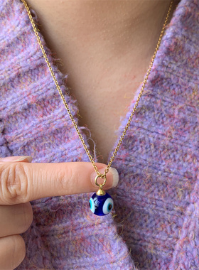 2023 New Turkish Evil Eye Pendant Necklace for Woman Silver