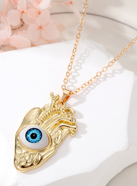 Gold Color Evil Eye Human Heart Organ Necklaces For Women