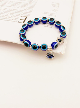 10mm Blue Evil Eye Bracelet For Woman Men Lucky Turkish