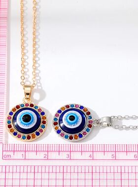 1PC Color Turkish Crystal Evil Eyes Pendant Necklace For