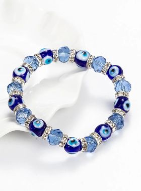 Lucky Eye Glass Beaded Bracelet Crystal Evil Eye Bracelet