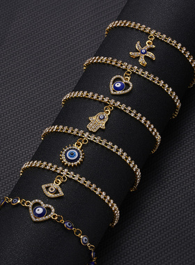 Rinhoo Turkish Lucky Blue Evil Eye Bracelets Rhinestone