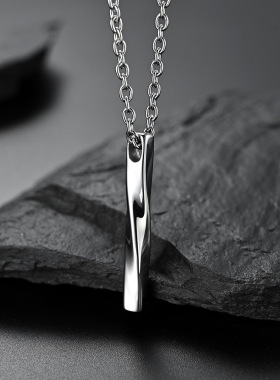 3D Vertical Bar Necklaces for Men, Layering Stainless Steel