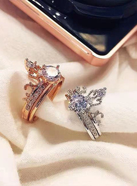 2024 New Domineering Gorgeous Style Crown Ring Shiny Zirco