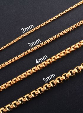 2/3/4/5mm Men's Box Chain Stainless Steel Necklace Choker