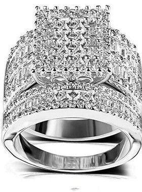 Luxury Princess cut Lab Diamond cz Ring sets 925 sterling