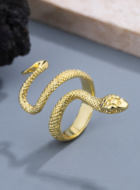 925 Sterling Silver Geometric Irregular Gold Snake Rings