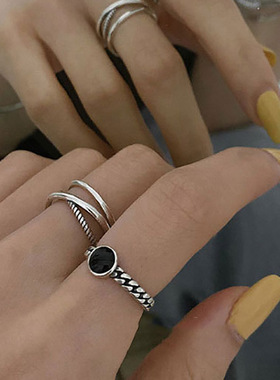 Foxanry Minimalist 925 Sterling Silver Chain Rings for